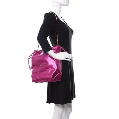 Saint Laurent Lambskin Teddy Drawstring Bag Fuchsia 2 of 11