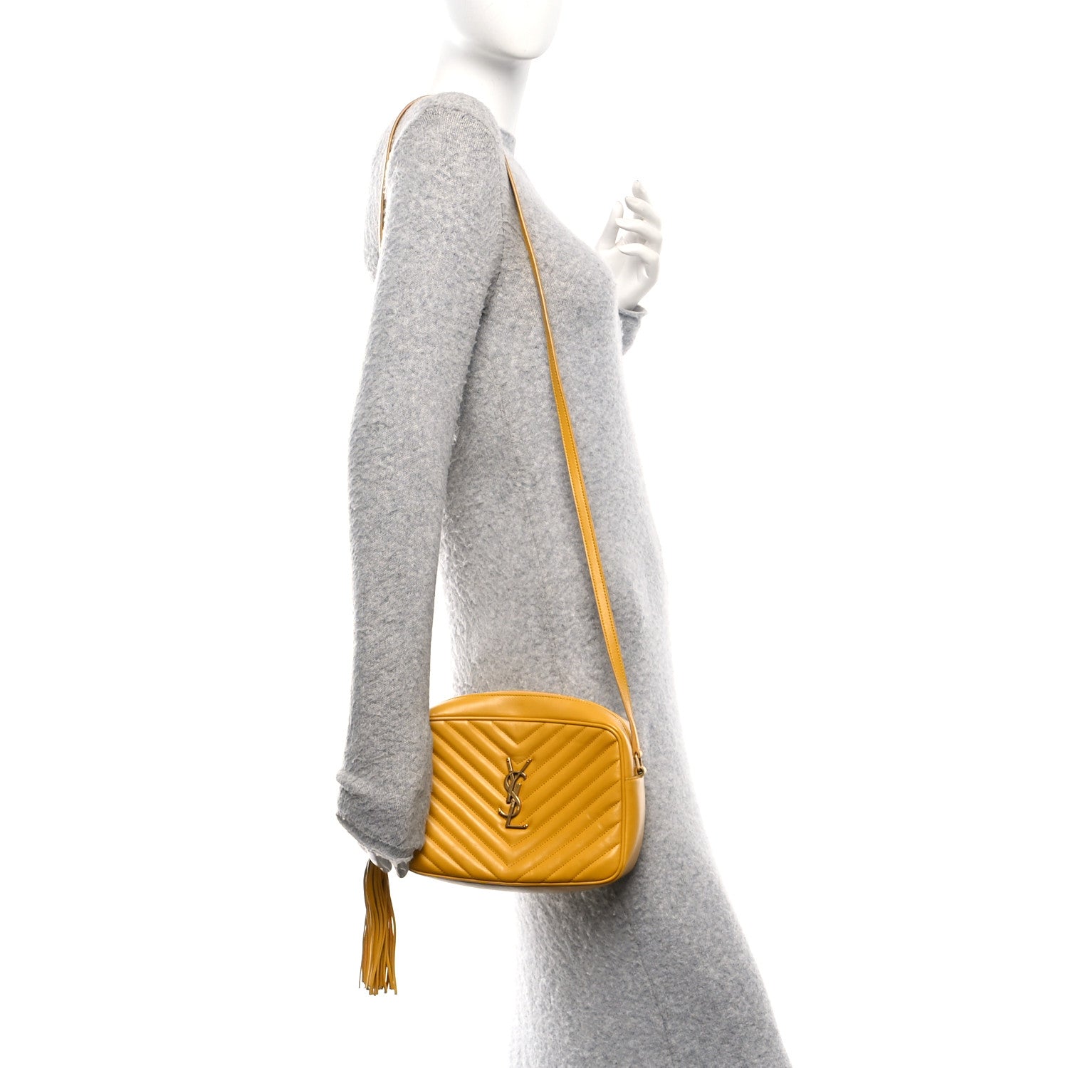 Saint Laurent Calfskin Matelasse Monogram Lou Camera Bag Safran 2 of 12