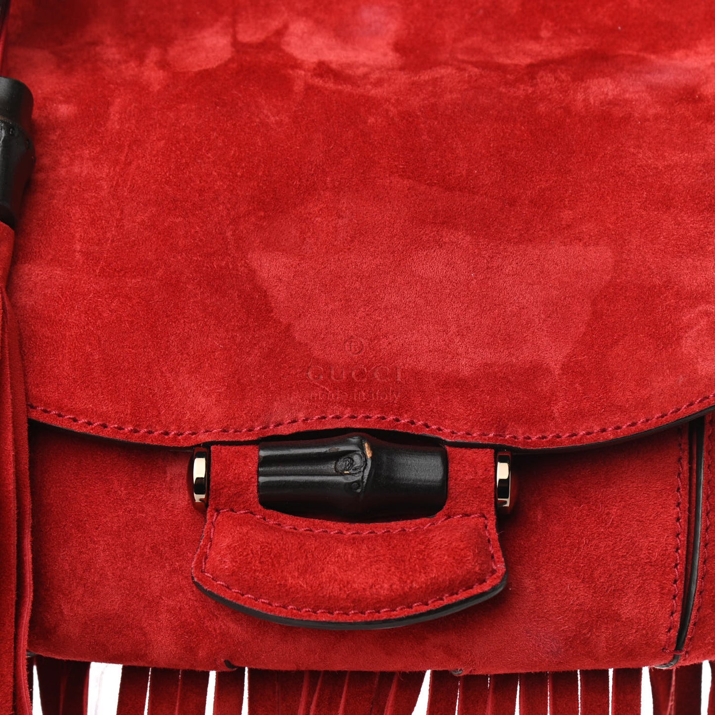 Suede Small Nouveau Fringe Shoulder Bag Red