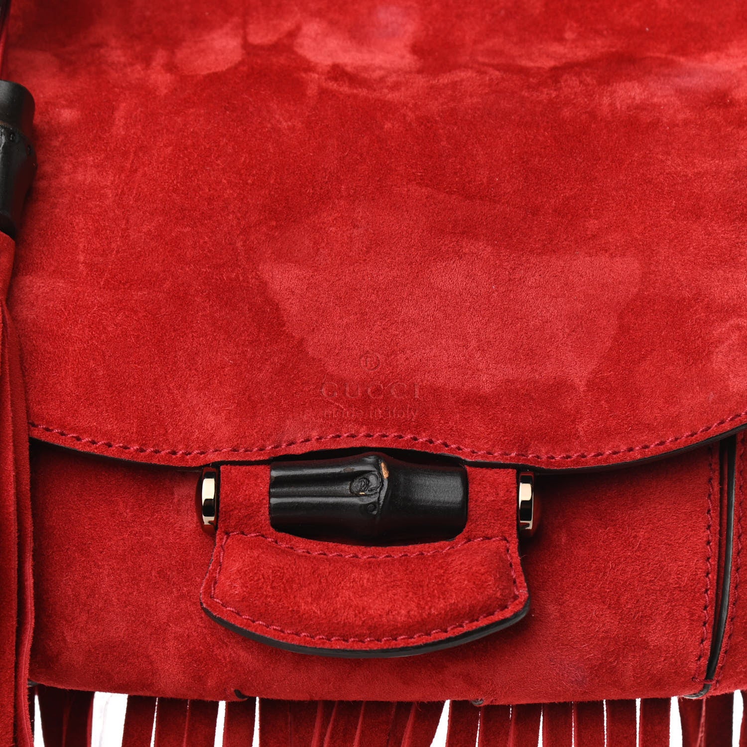 Gucci Suede Small Nouveau Fringe Shoulder Bag Red 6 of 11