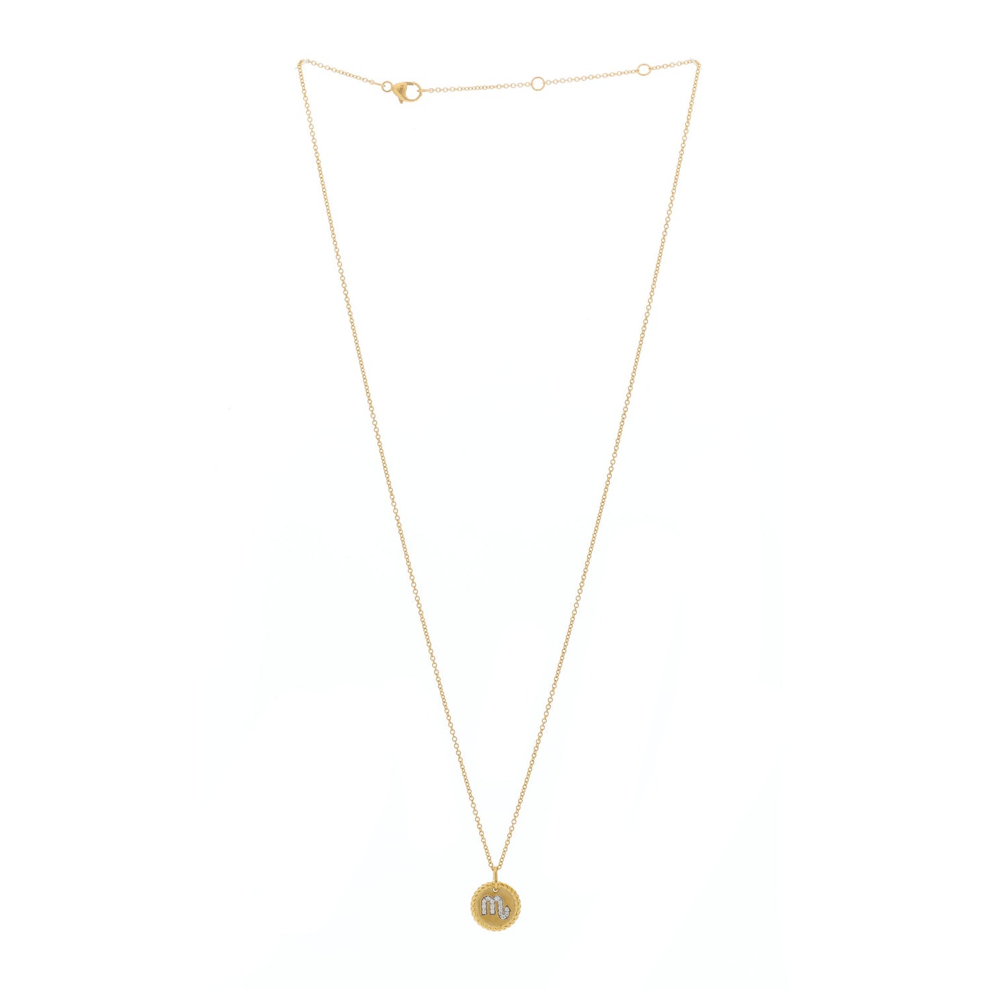 18K Yellow Gold Diamond Scorpio Charm Pendant Necklace