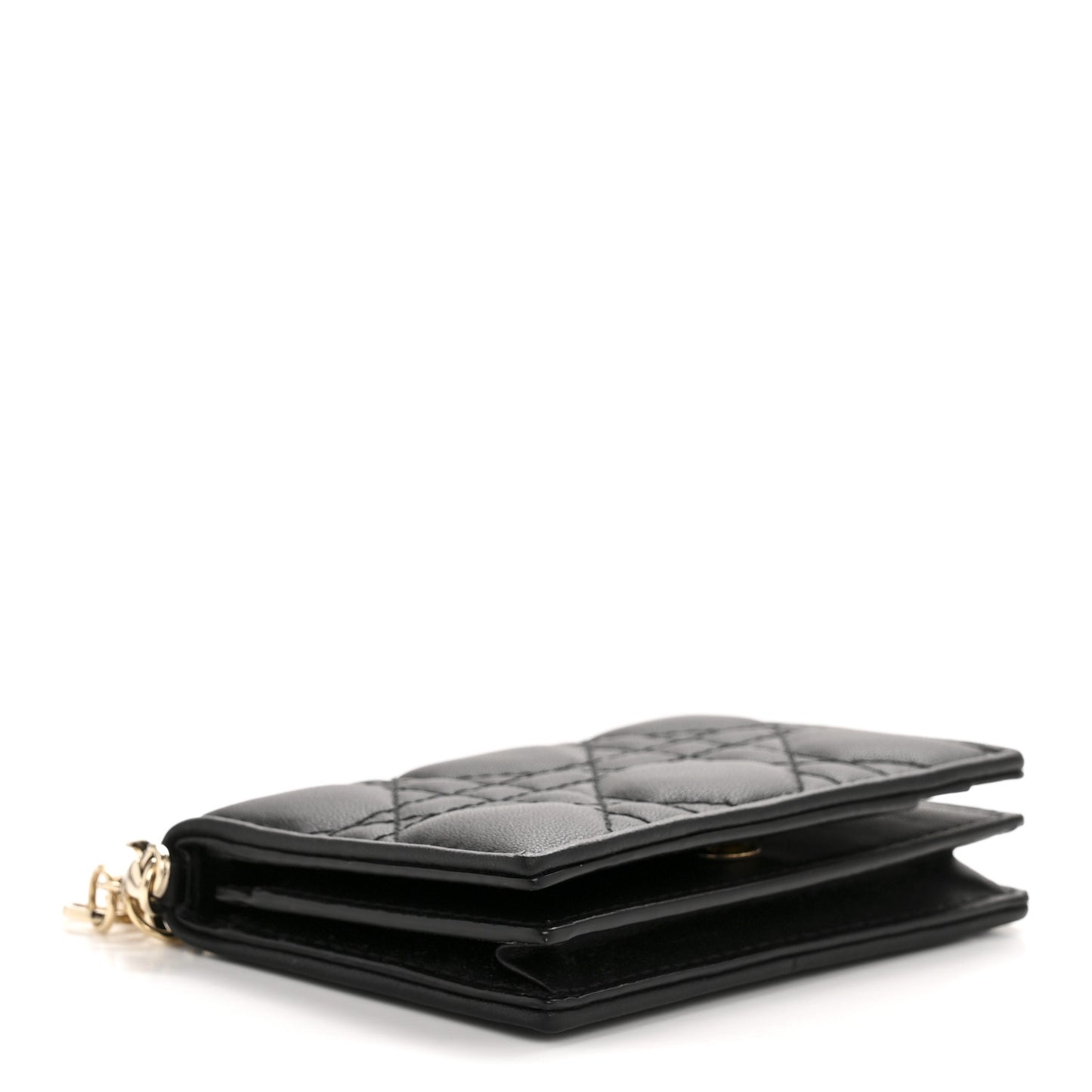 Lambskin Cannage Mini Lady Dior Wallet Black