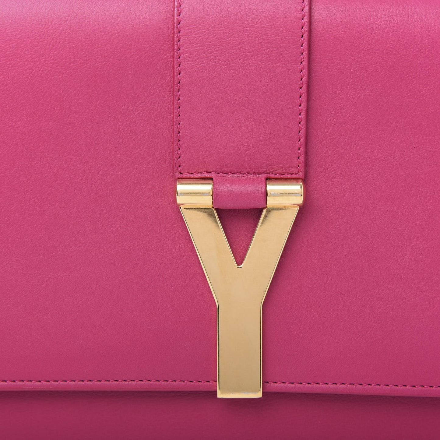 Calfskin Classic Y Ligne Clutch Fuchsia