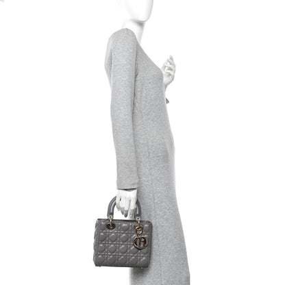 Christian Dior Lambskin Cannage Small Lady Dior Grey 2 of 17