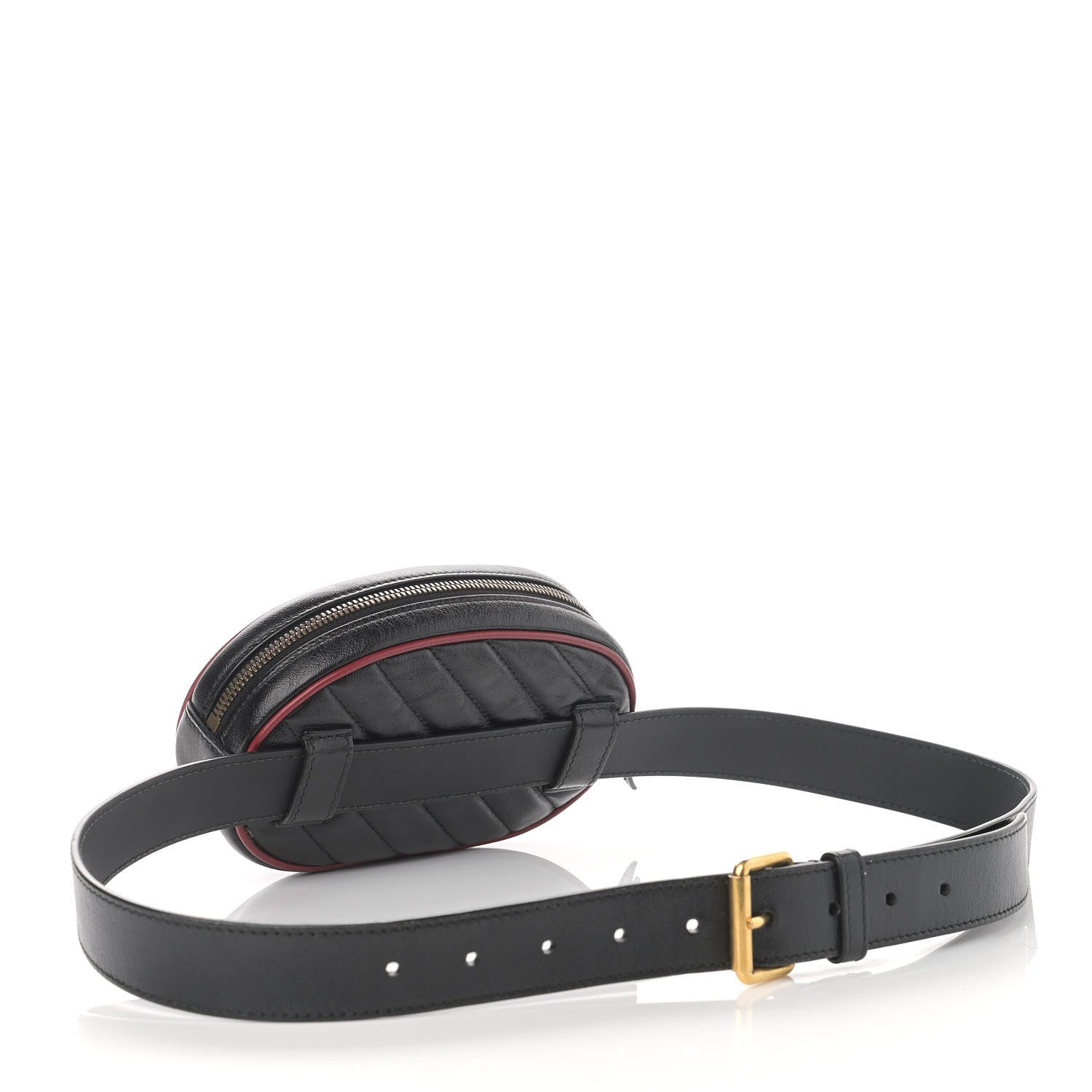 Gucci Azalea Calfskin Matelasse Diagonal Torchon GG Marmont Belt Bag 95 38 Black Romantic Cerise 3 of 17