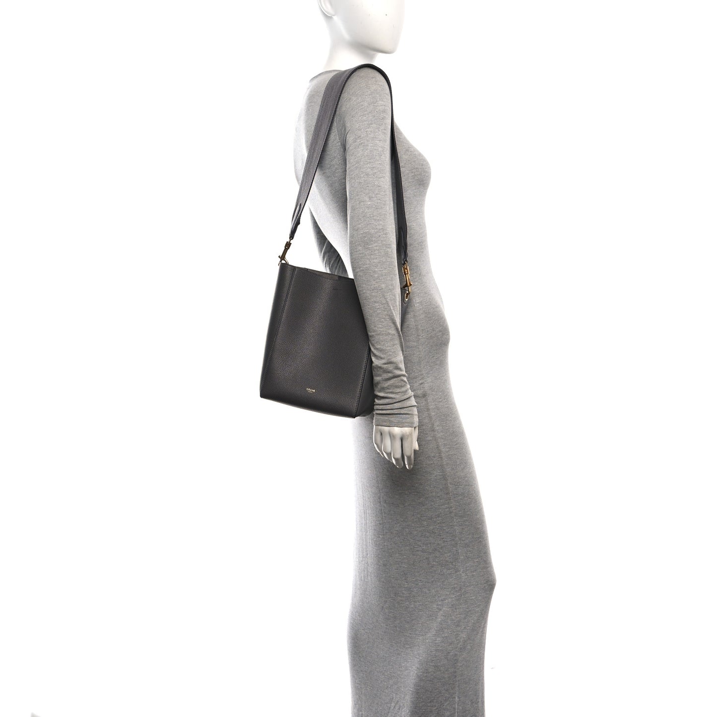 Soft Grained Calfskin Small Sangle Bucket Bag Kohl