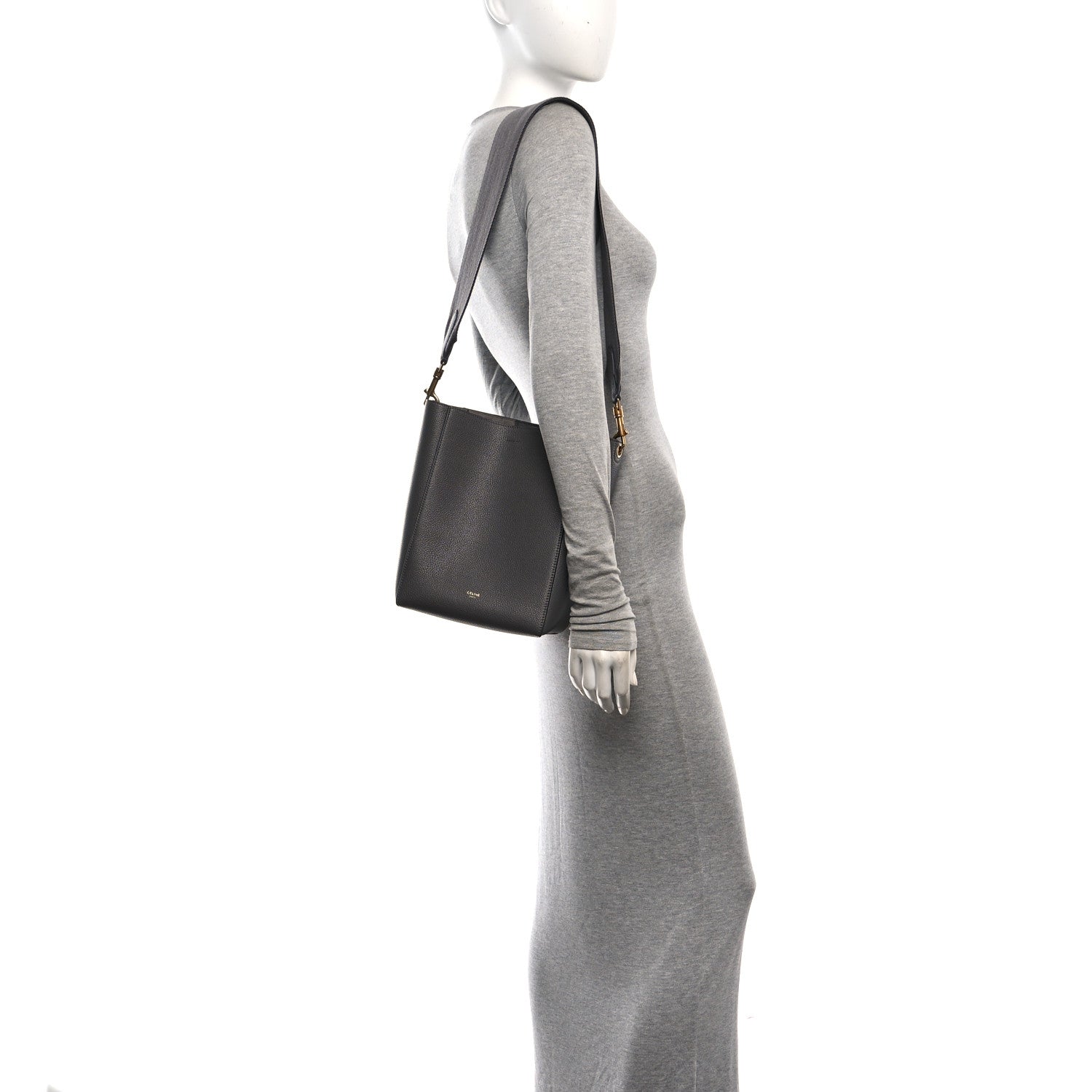 Celine Soft Grained Calfskin Small Sangle Bucket Bag Kohl 2 of 9