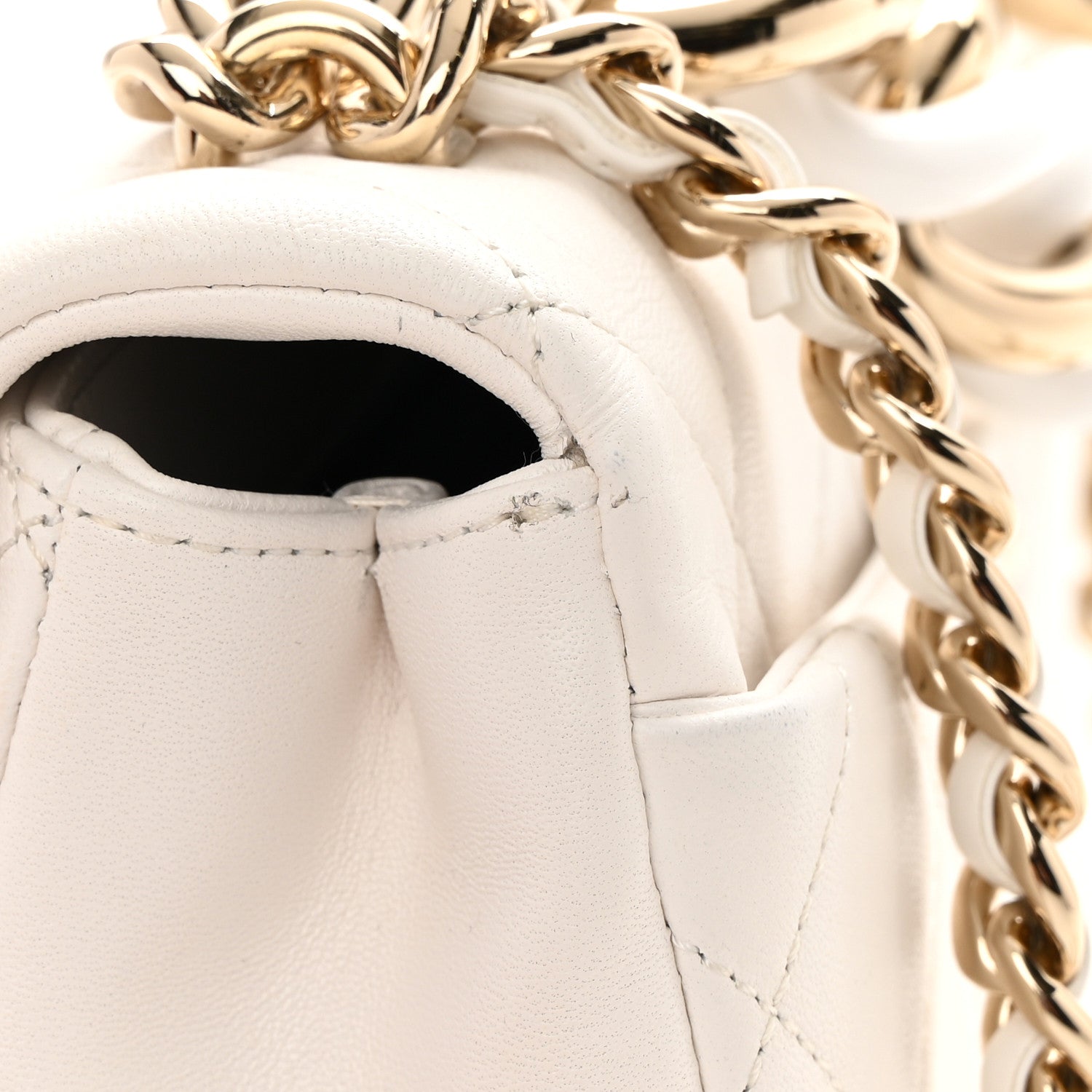 Chanel Lambskin Quilted Resin Bi-Color Chain Flap Bag White 13 of 15