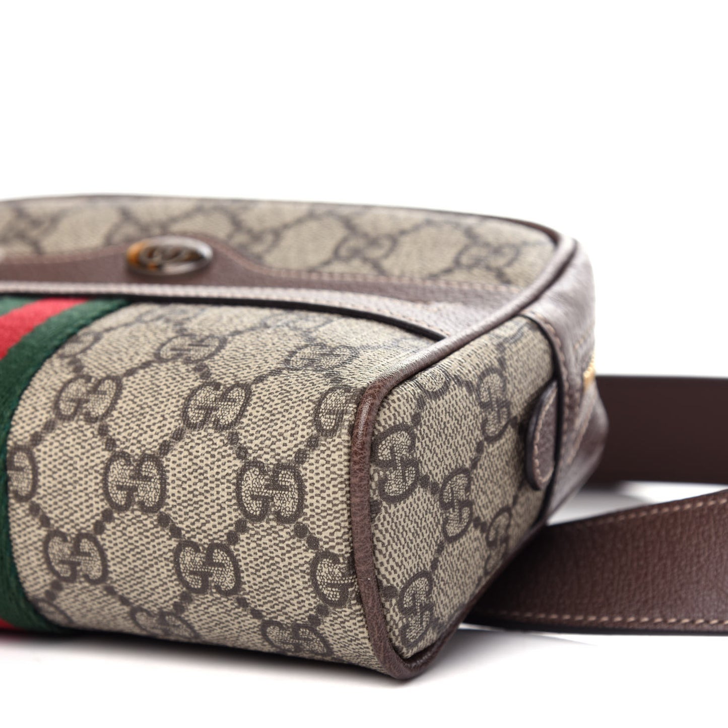 GG Supreme Monogram Web Small Ophidia Belt Bag 95 38 Dark Brown