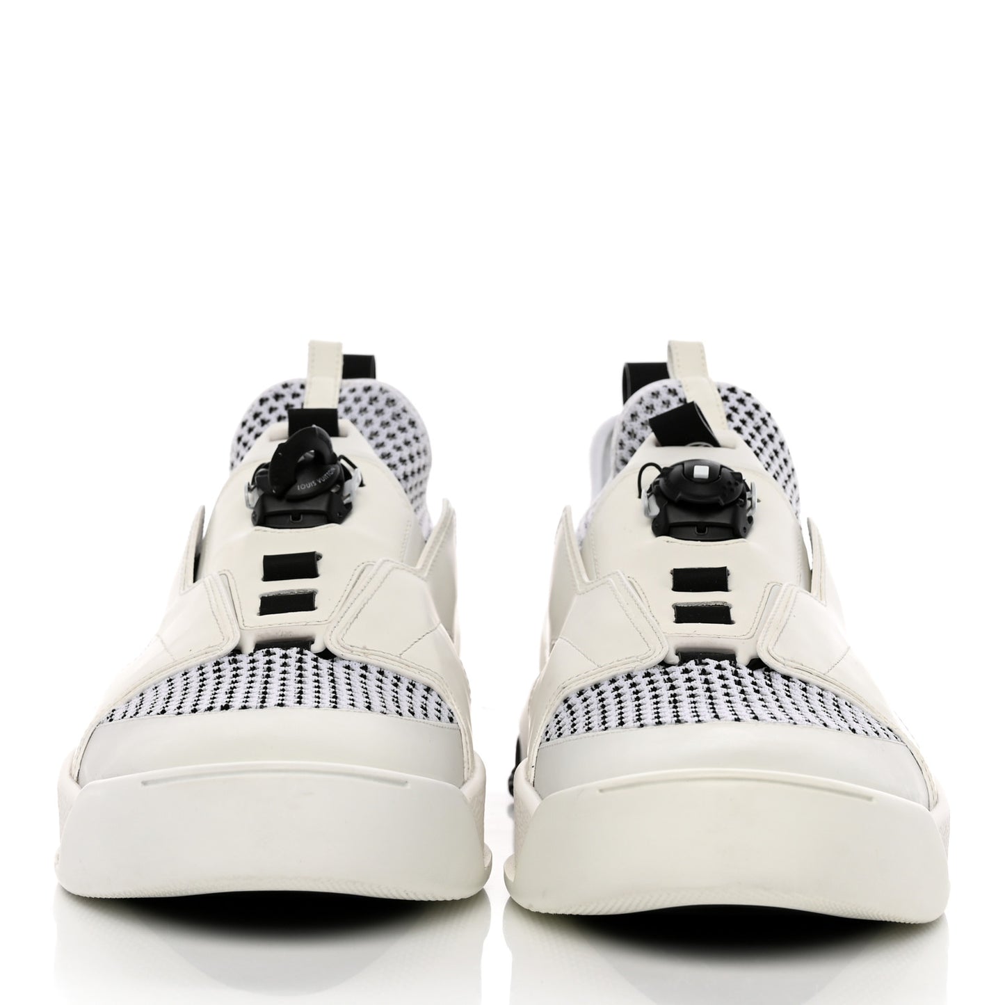 Mesh Calfskin Damier Embossed Fuel Power Sneakers 11 White