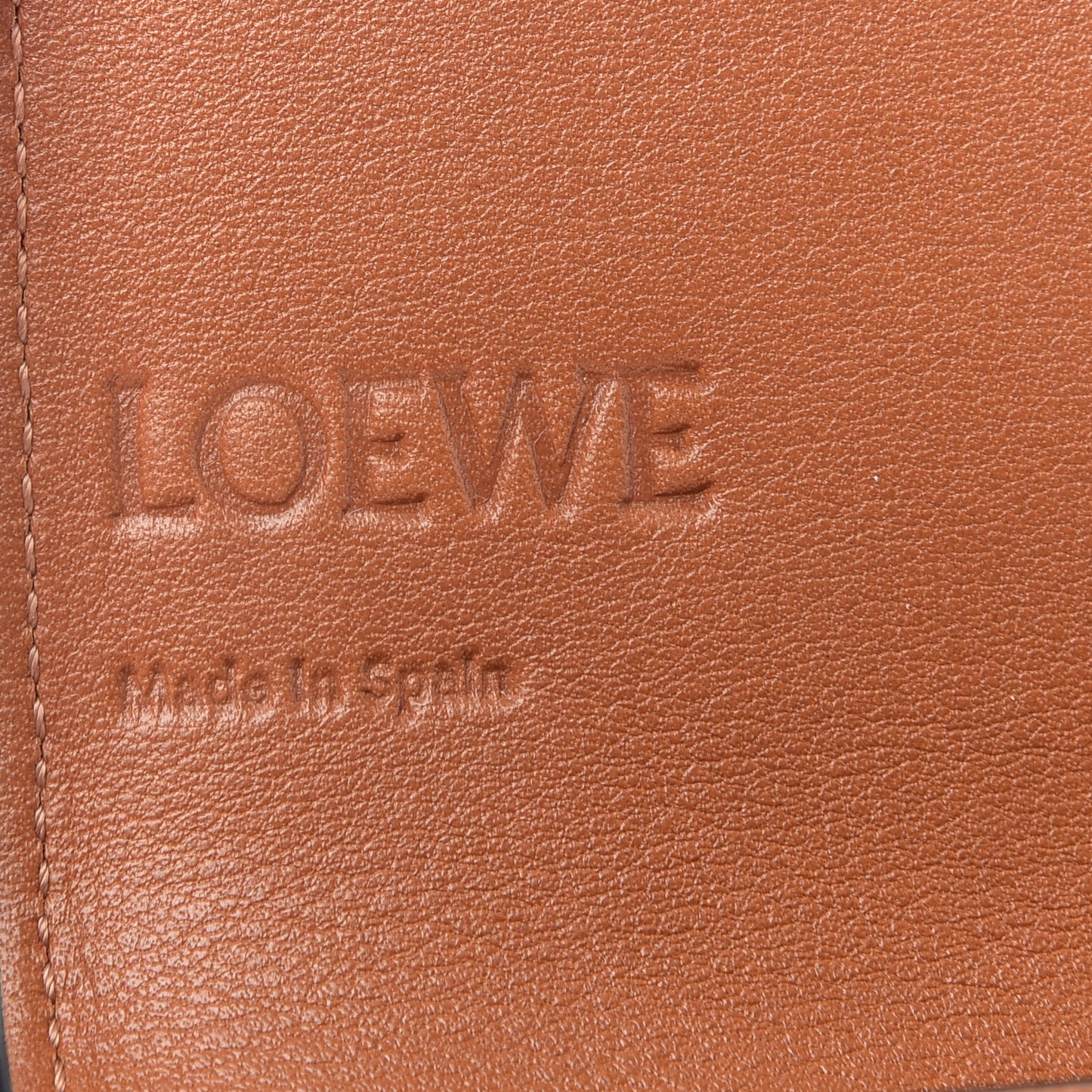 Pebble Grain Calfskin Anagram Square Coin Cardholder Tan