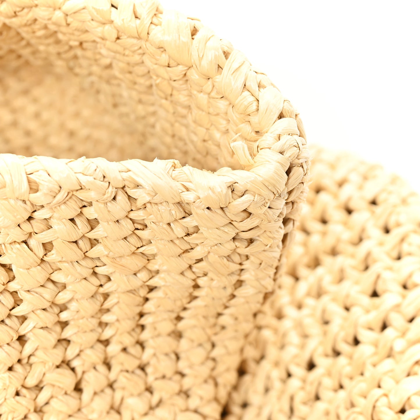 Yarn Raffia Effect Crochet Embroidered Logo Tote Naturale