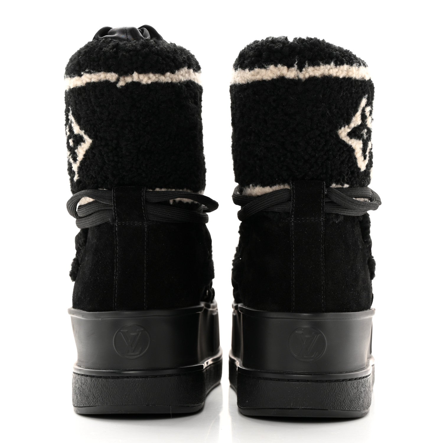 Louis Vuitton Suede Shearling Polar Flat Half Boots 37 Black 5 of 14