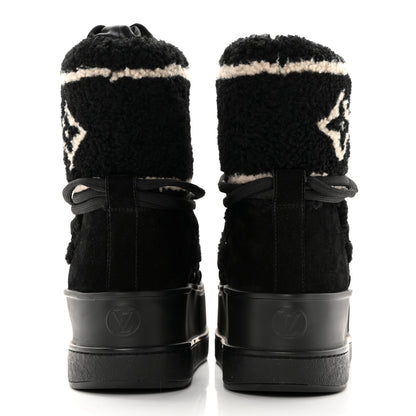 Louis Vuitton Suede Shearling Polar Flat Half Boots 37 Black 5 of 14