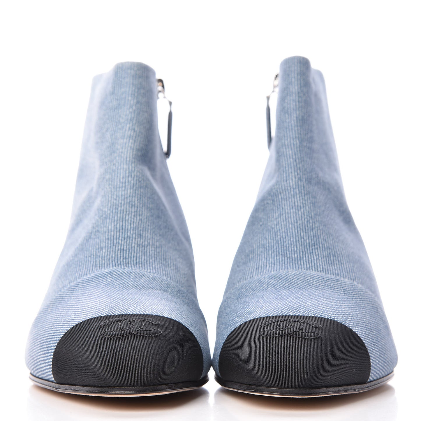 Denim Grosgrain Cap Toe Short Boots 39.5 Blue