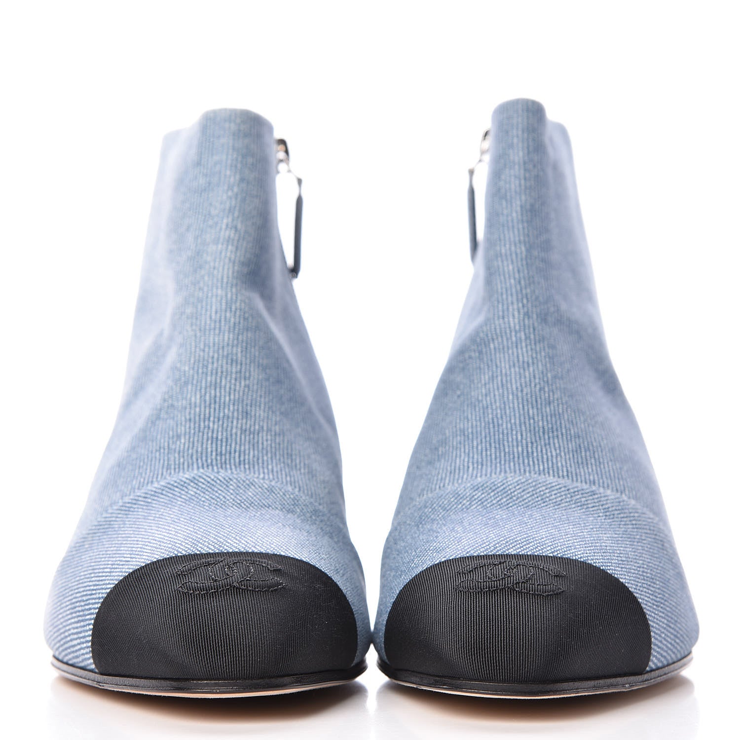 Chanel Denim Grosgrain Cap Toe Short Boots 39.5 Blue 2 of 11