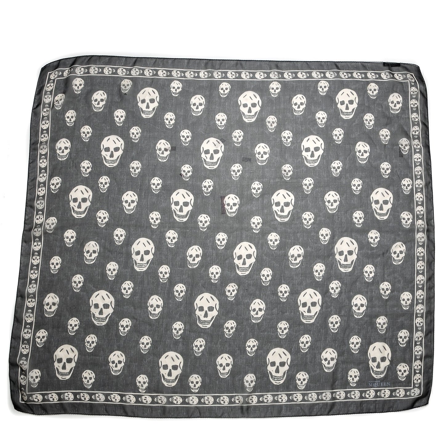 Silk Chiffon Skull Scarf Black Ivory