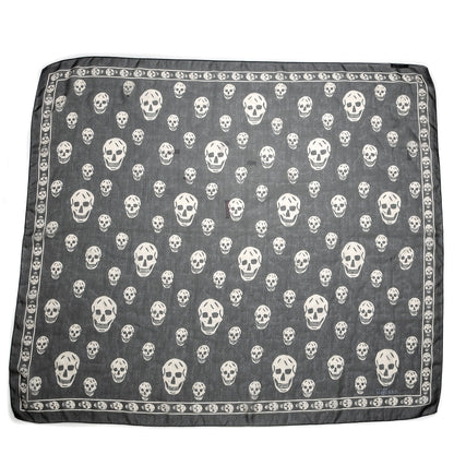 Alexander McQueen Silk Chiffon Skull Scarf Black Ivory 1 of 6