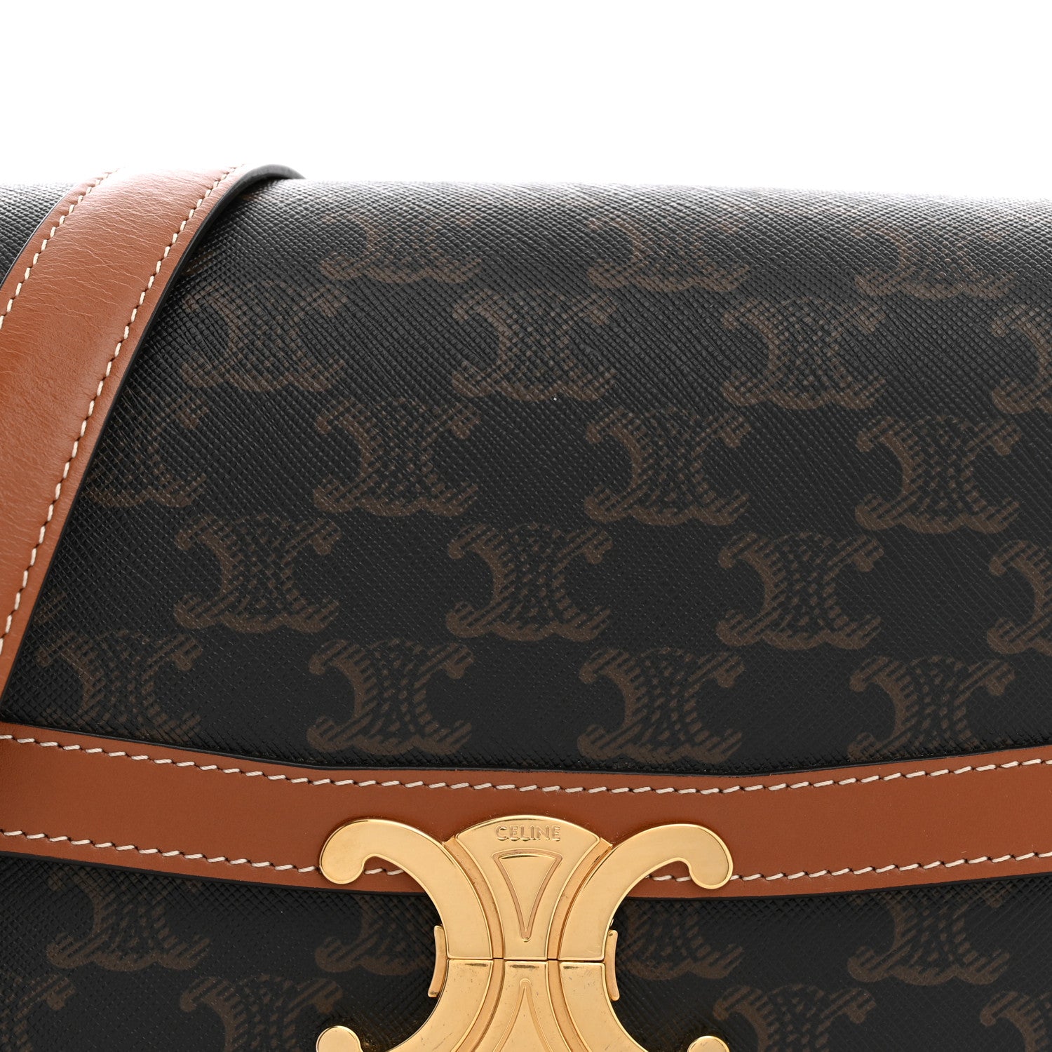 Celine Triomphe Canvas Calfskin Medium Triomphe Bag Tan 8 of 13