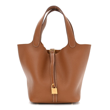Hermes Taurillon Clemence Picotin Lock 22 MM Gold 1 of 11