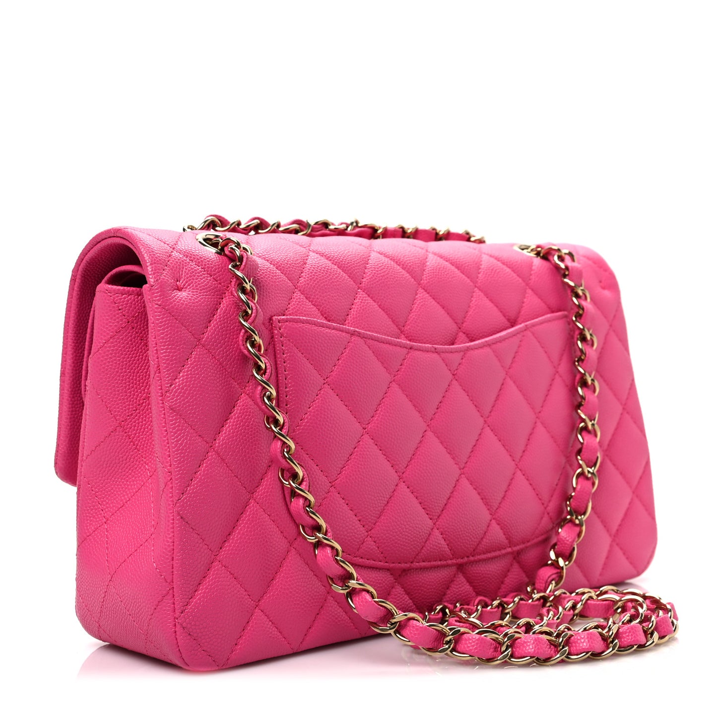 Caviar Quilted Medium Double Flap Pink
