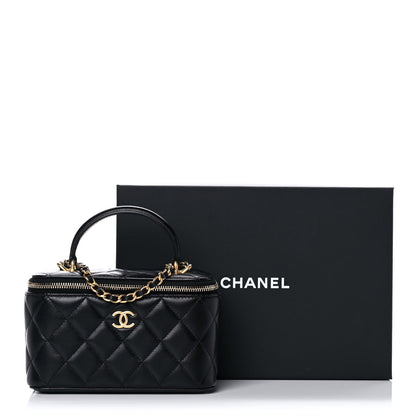 Chanel Lambskin Quilted Small Top Handle Vanity Case With Chain Black 14 of 14