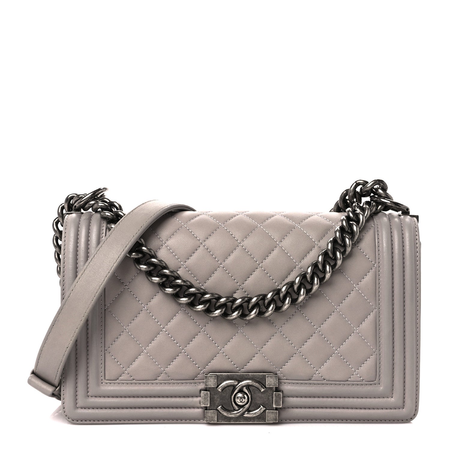 Chanel Lambskin Quilted Medium Boy Flap Grey 1 of 10