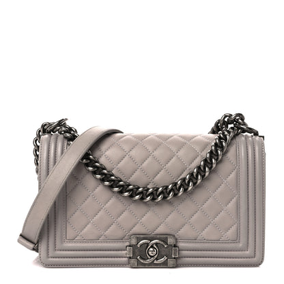 Chanel Lambskin Quilted Medium Boy Flap Grey 1 of 10