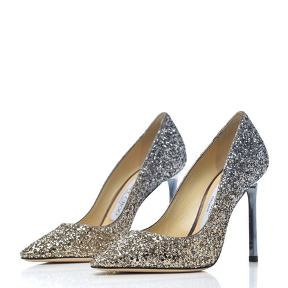 Jimmy Choo Coarse Glitter Romy 100 Pumps 34 Antique Gold 3 of 10