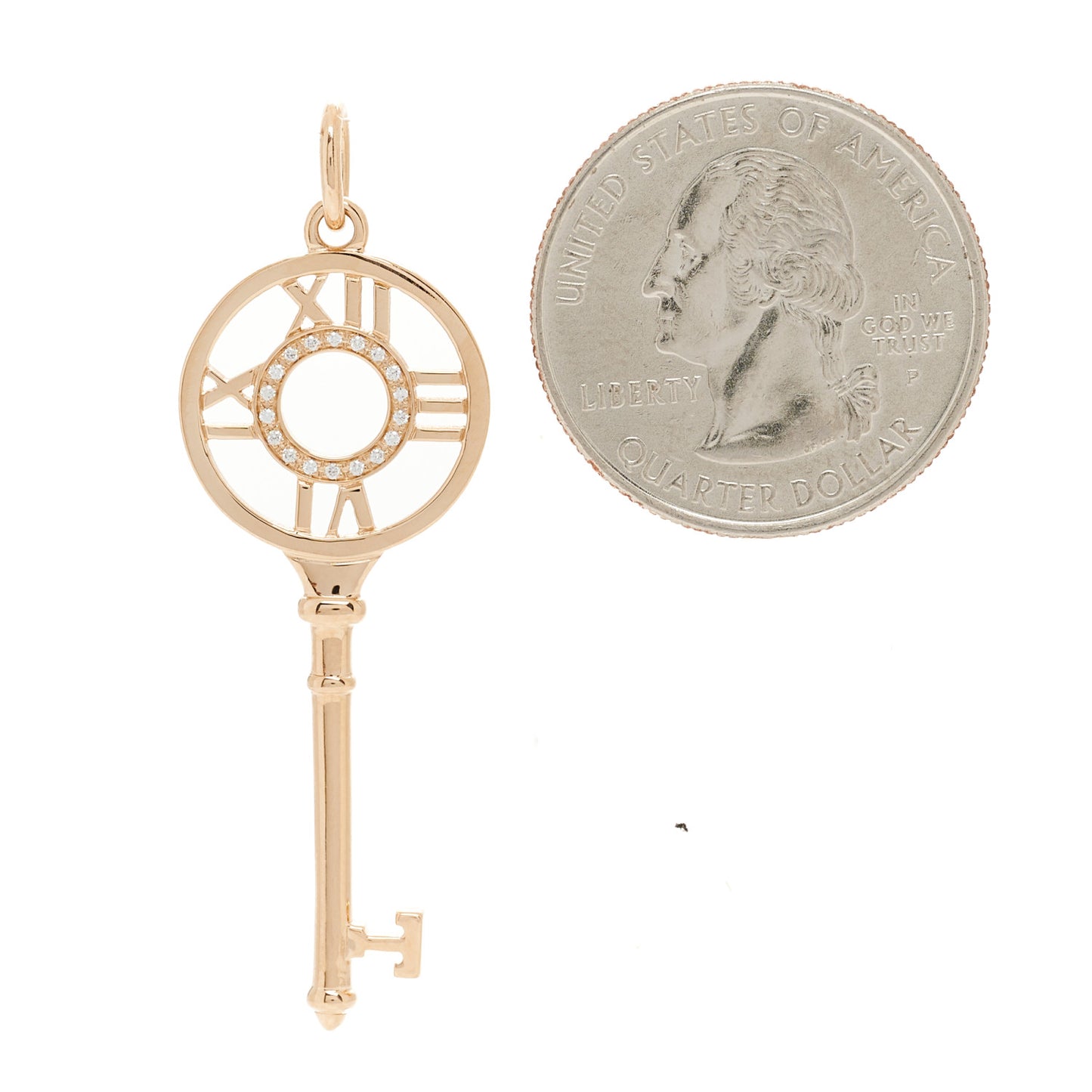 18K Rose Gold Diamond Atlas Key Pendant