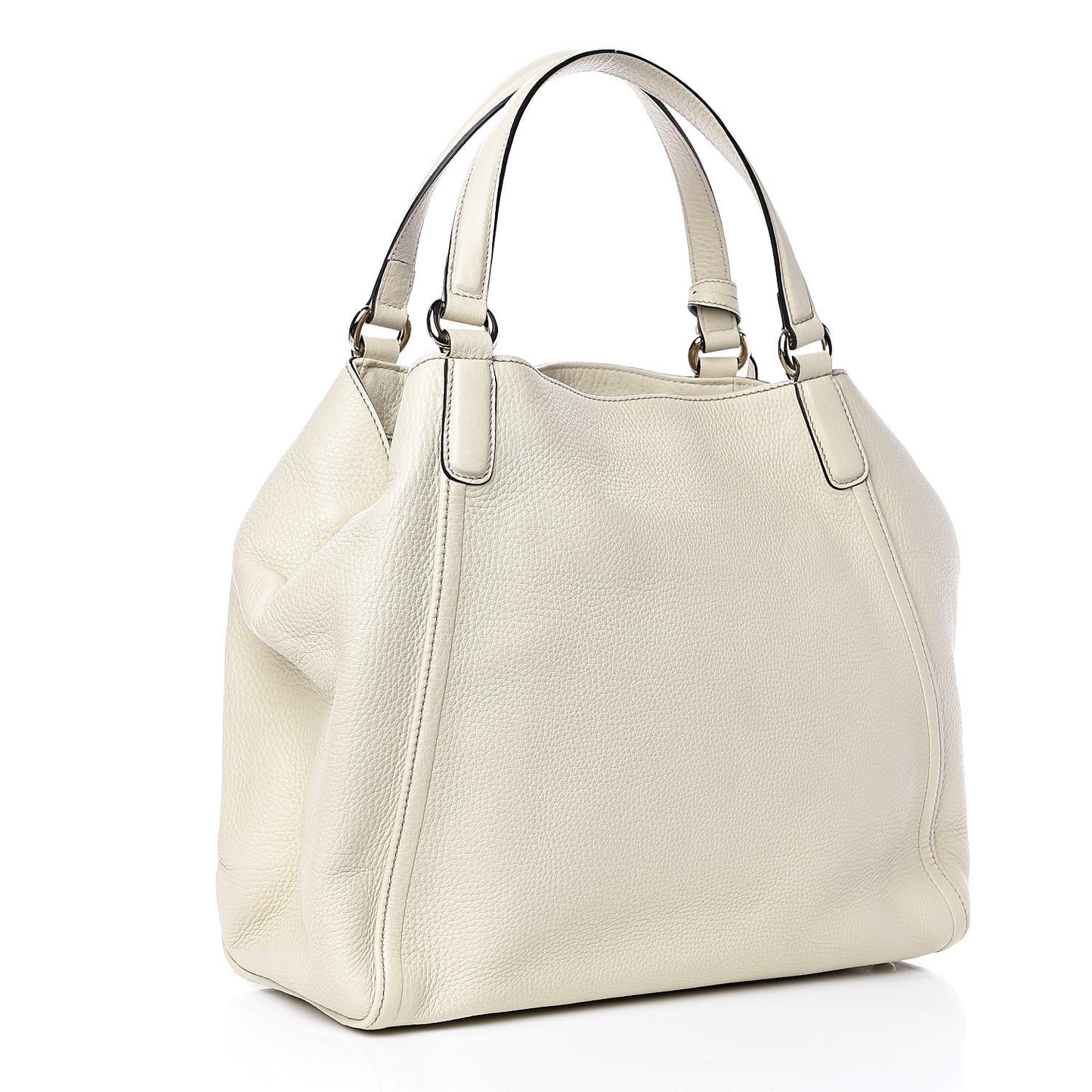 Pebbled Calfskin Medium Soho Shoulder Bag Off White