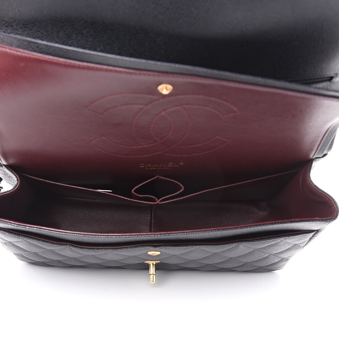 Caviar Quilted Jumbo Double Flap Black