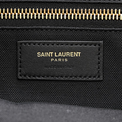 Saint Laurent Embroidered Cotton Linen Rive Gauche Noe Tote Natural Black 6 of 10