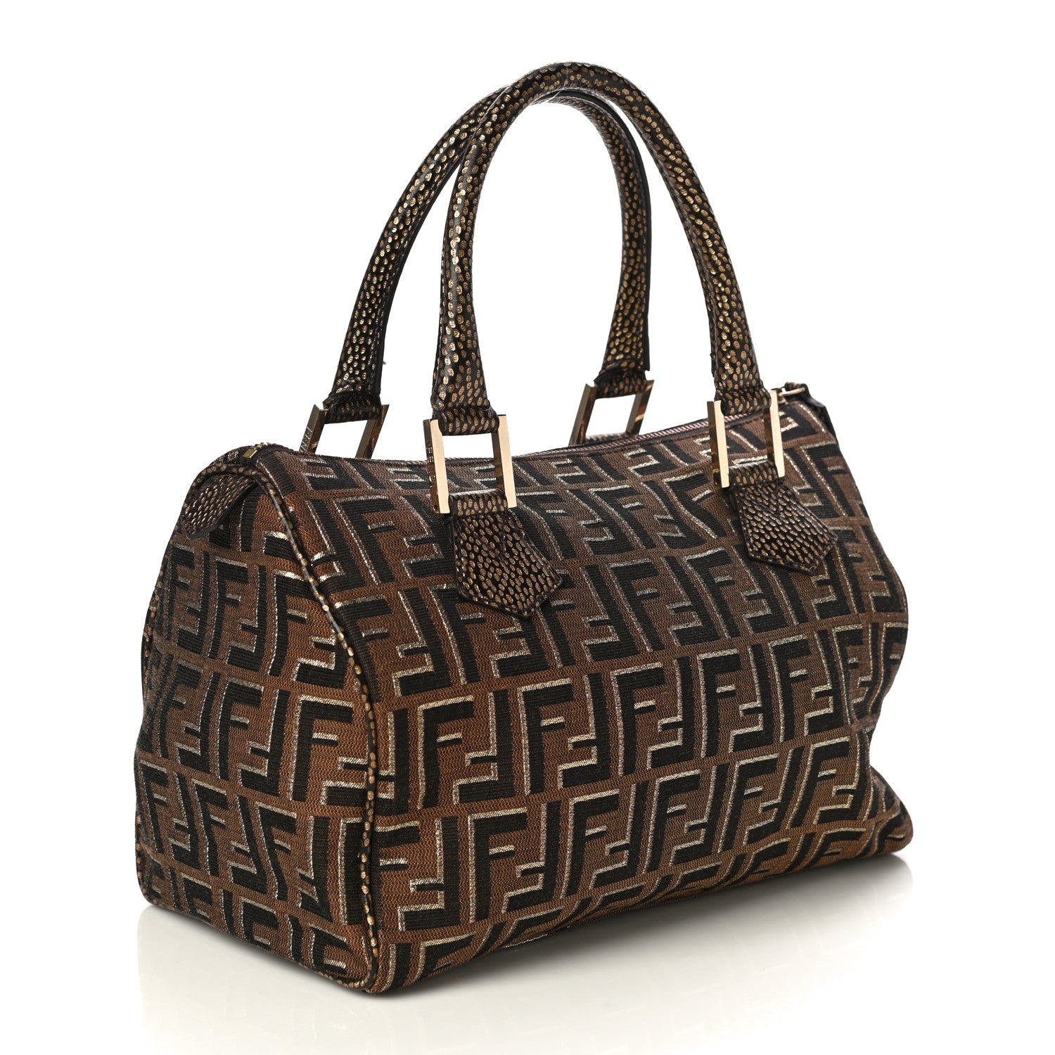 Fendi Zucca Vitello Medium Chef Boston Tobacco Oro Moro 2 of 9