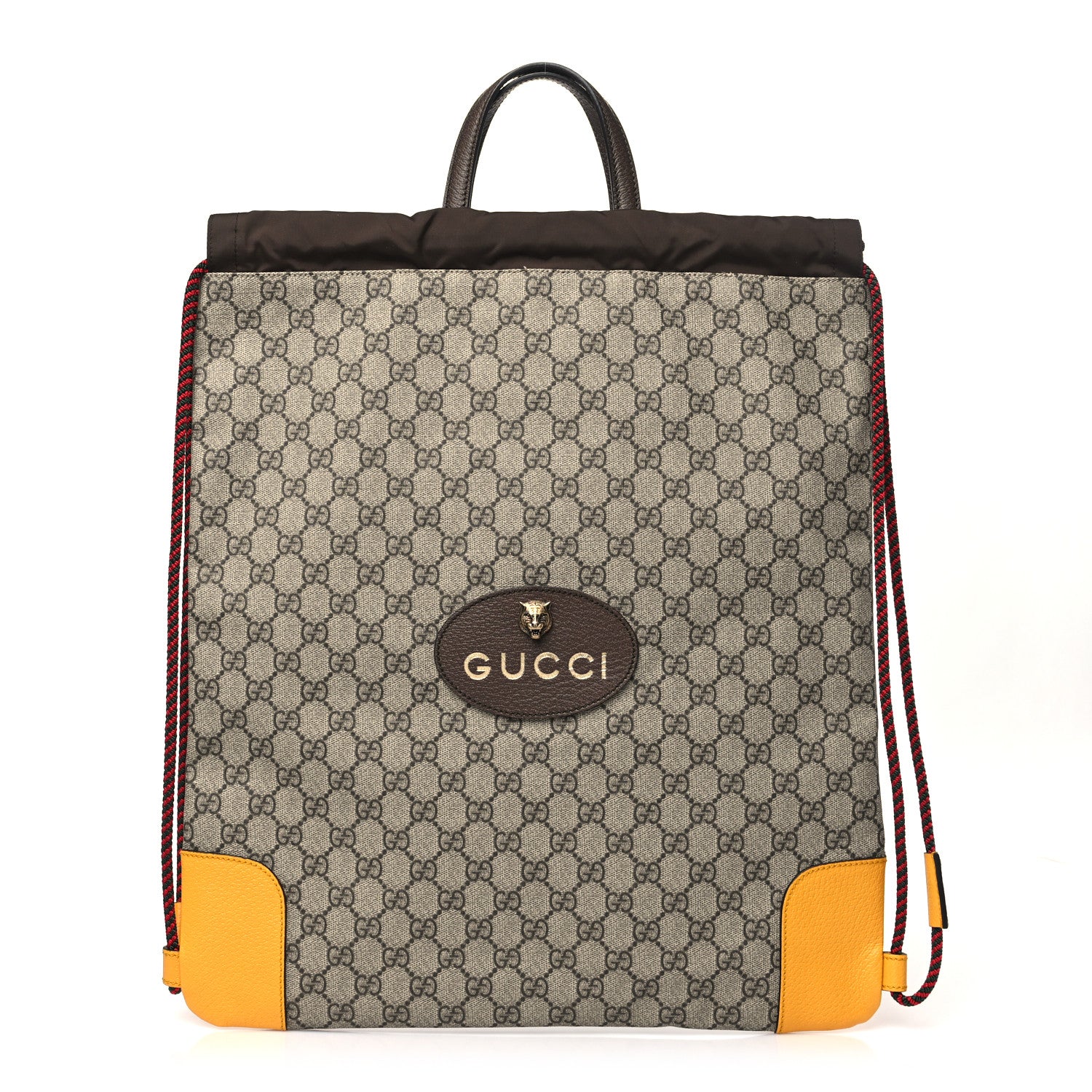 Gucci GG Supreme Monogram Neo Vintage Drawstring Backpack Beige New Acero Crop 1 of 10