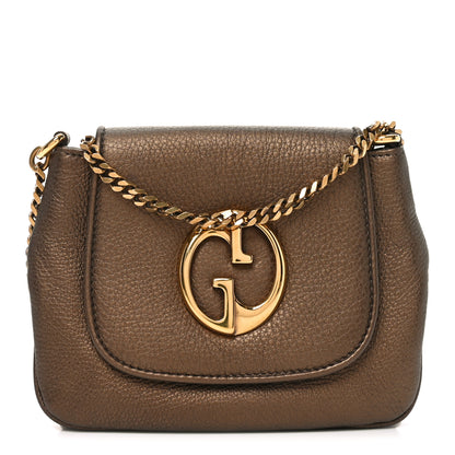 Gucci Metallic Pebbled Calfskin Small 1973 Chain Shoulder Bag Winter Leaf 1 of 9