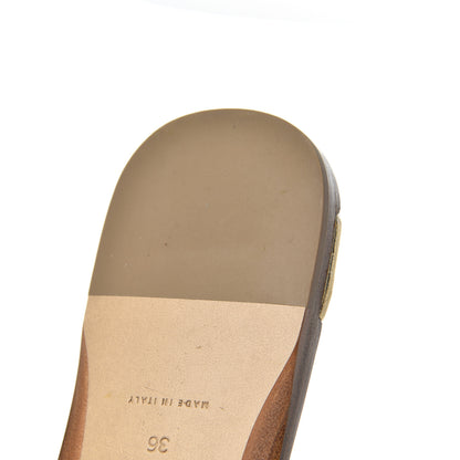 Bottega Veneta Laminated Nappa Intrecciato Squared Toe Flat Sandals 36 Gold 10 of 15