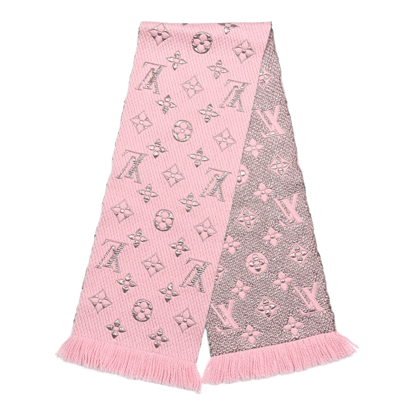 Wool Silk Logomania Shine Scarf Pink