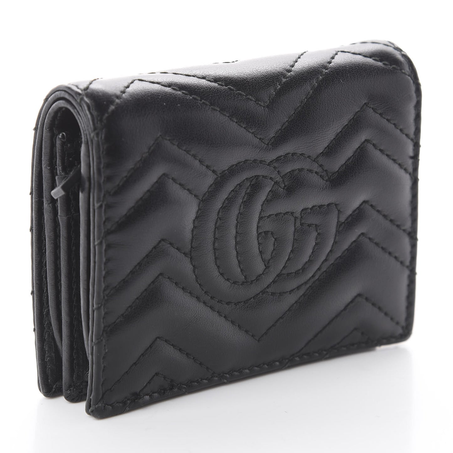 Calfskin Matelasse GG Marmont Card Case Wallet Black