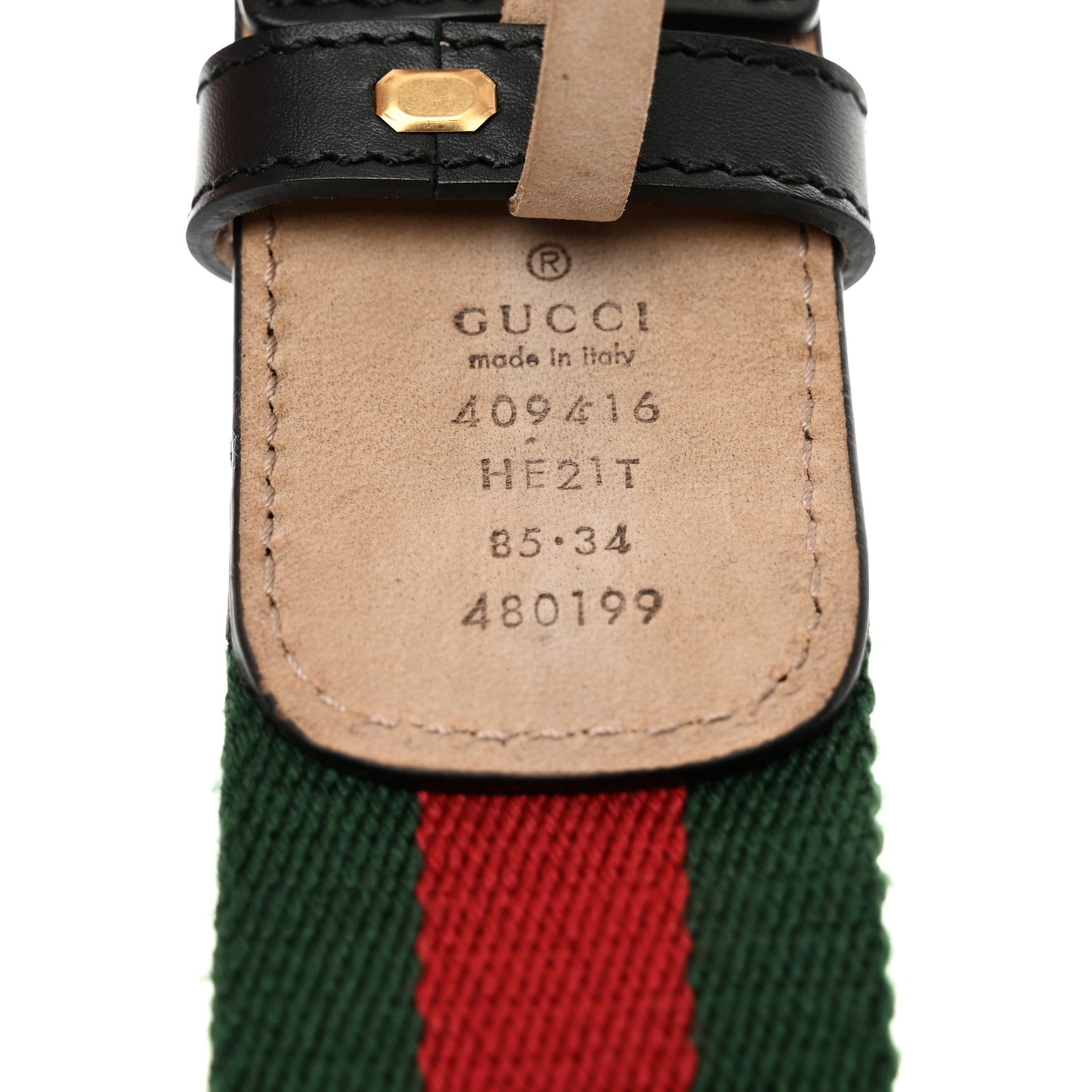Nylon Calfskin Double G Web 40mm Belt 85 34 Green Red Black