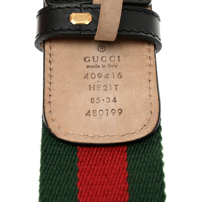 Gucci Nylon Calfskin Double G Web 40mm Belt 85 34 Green Red Black 3 of 6