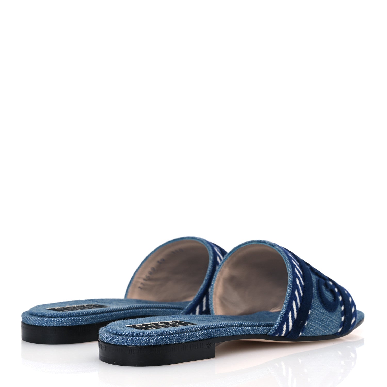 Gucci New Denim Logo Embroidered Slide Sandal 39 Light Blue 5 of 10