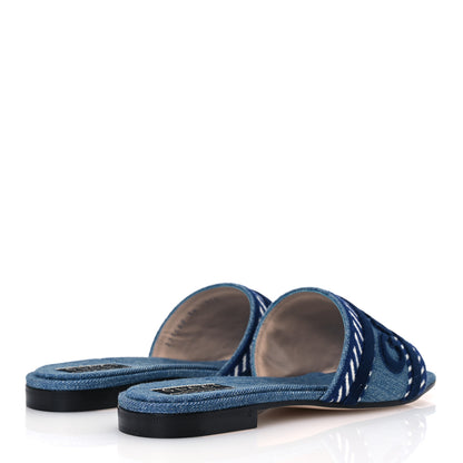 Gucci New Denim Logo Embroidered Slide Sandal 39 Light Blue 5 of 10