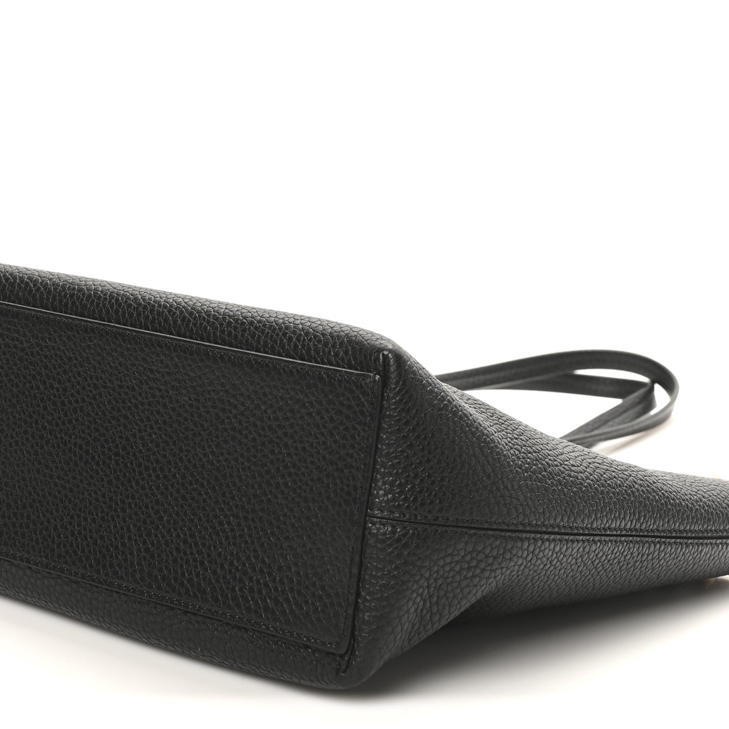 Grained Calfskin Small Rockstud Shoulder Tote Black