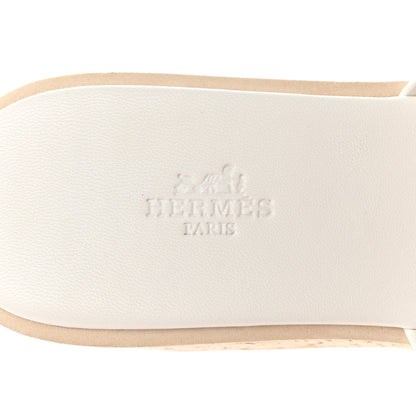 Hermes Calfskin Cork Eze 30 Sandals 39 White 5 of 9