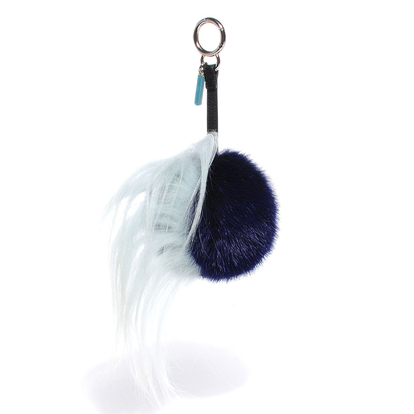 Mink Fox Fur QuTweet Birgami Bag Bug Charm Blue