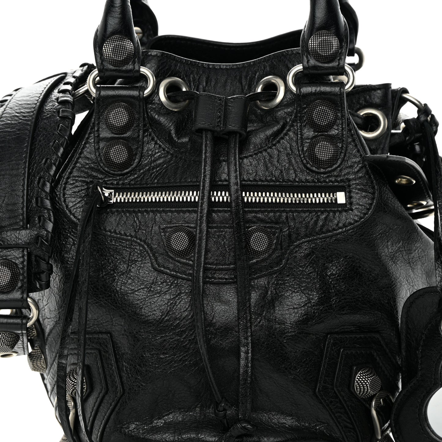 Agneau Arena Small Le Cagole Bucket Bag Black