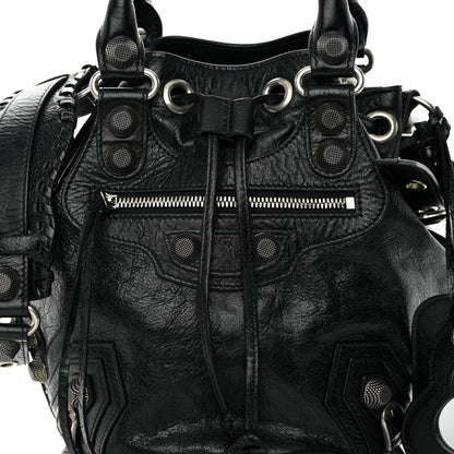 Balenciaga Agneau Arena Small Le Cagole Bucket Bag Black 8 of 11