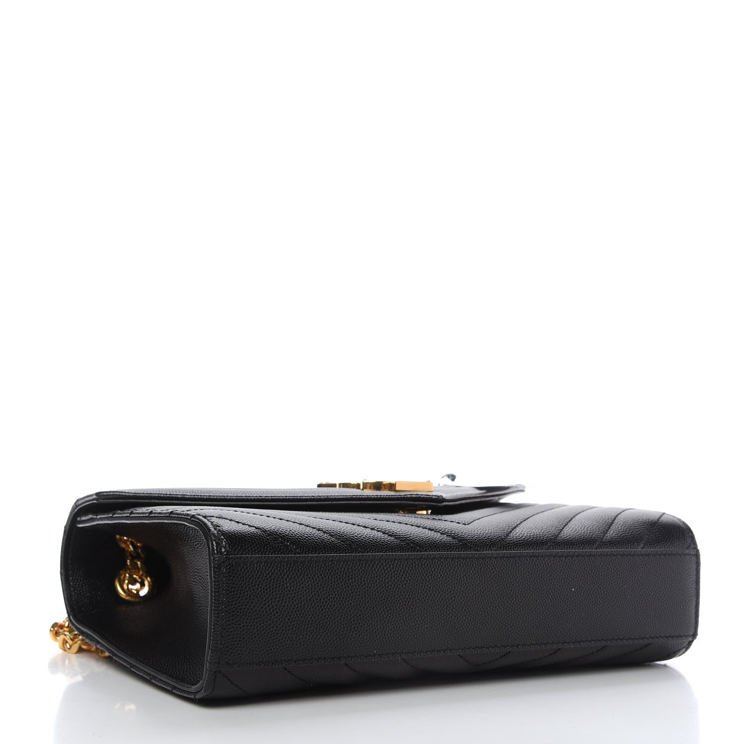 Saint Laurent Grain De Poudre Matelasse Chevron Medium Monogram Satchel Black 4 of 9