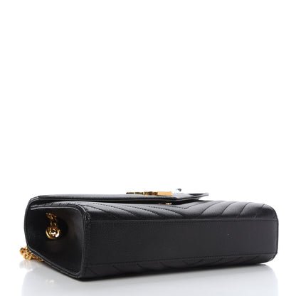 Saint Laurent Grain De Poudre Matelasse Chevron Medium Monogram Satchel Black 4 of 9